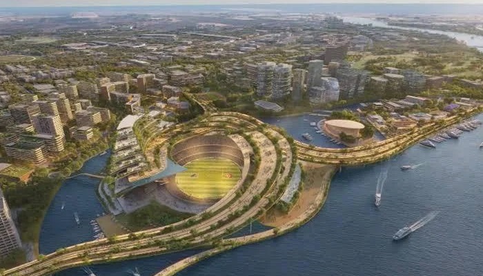 Design consortium reveals proposal for riverside Brisbane 2032 Olympic stadium