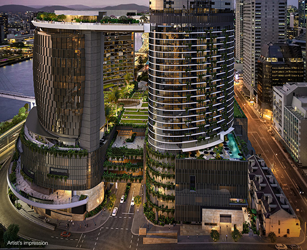 Final piece of Brisbane tourism drawcard Sky Deck lifted into place at Queen’s Wharf