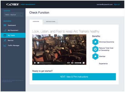 Cybex Care web portal enables clubs to monitor cardio equipment usage, tasks and servicing