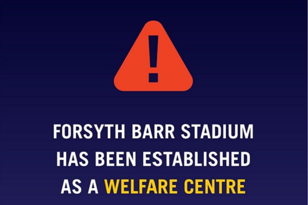 Dunedin’s Forsyth Barr Stadium becomes welfare centre during extreme weather event