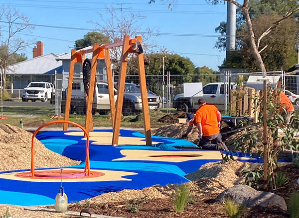 New play space for Macarthur Precinct with old play equipment disassembled for use overseas